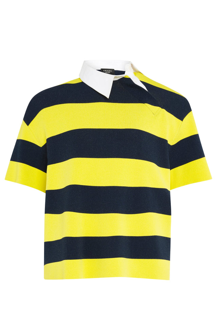 Knitted Rugby Top Yellow Navy Striped