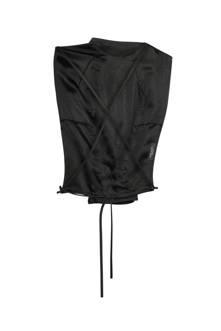 Open Back Bib-Front Top Black