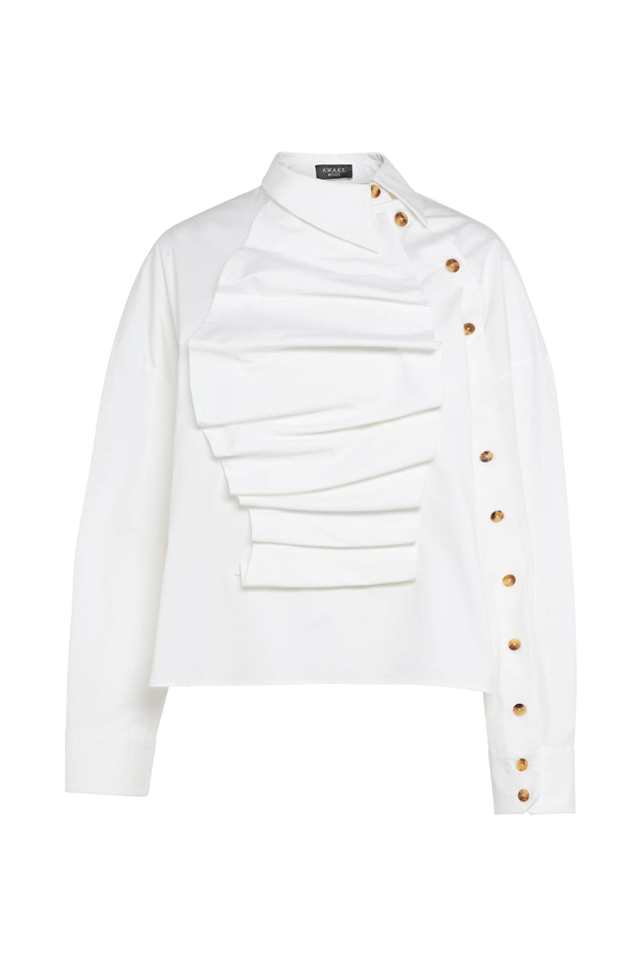 Voluminous Bib-Front Shirt White