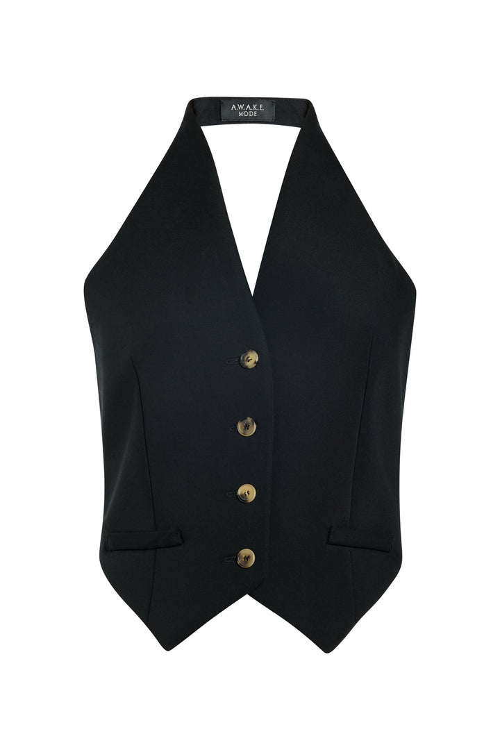Vest With Tie Back Black