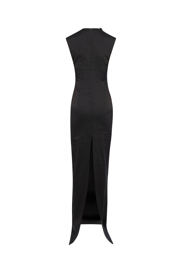 Bib-Front Maxi Dress Black