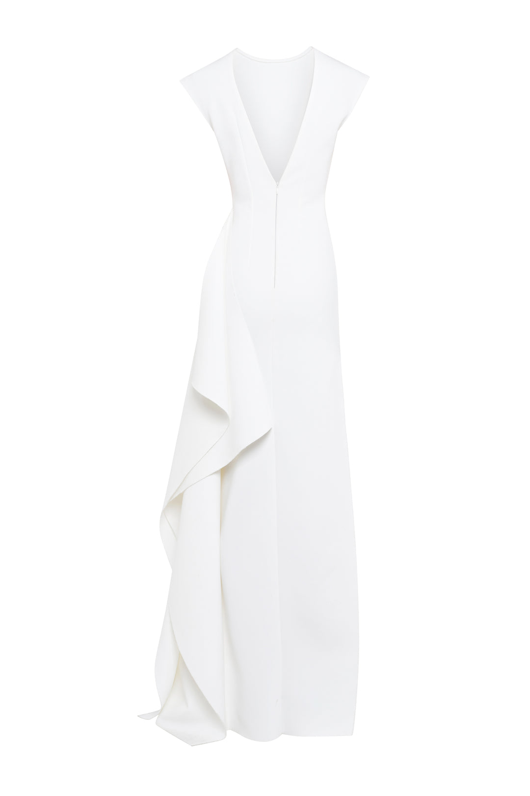 High Neck Pencil Dress With Side Panel Detail White