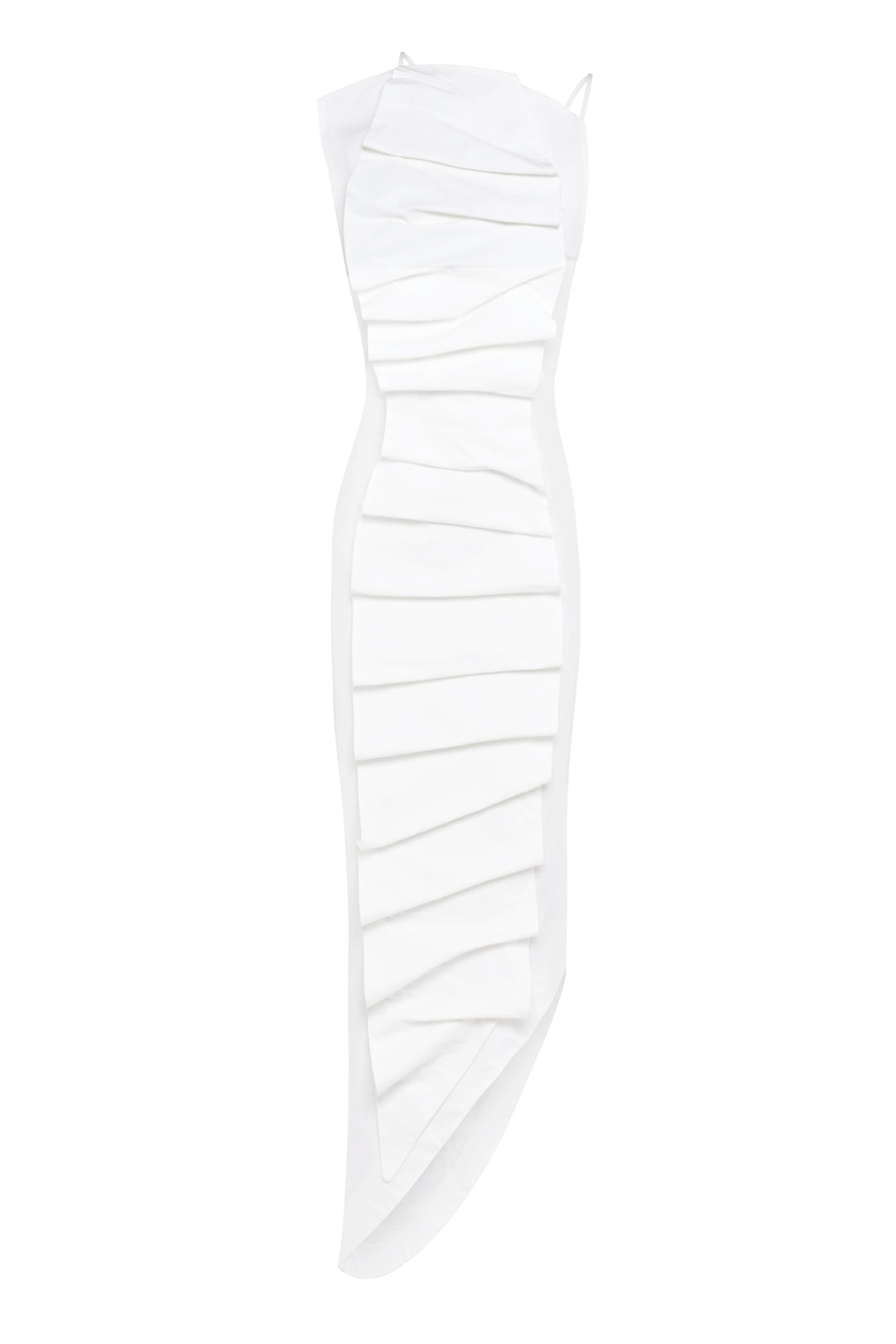 Bib-Front Structured Dress With Open Back White