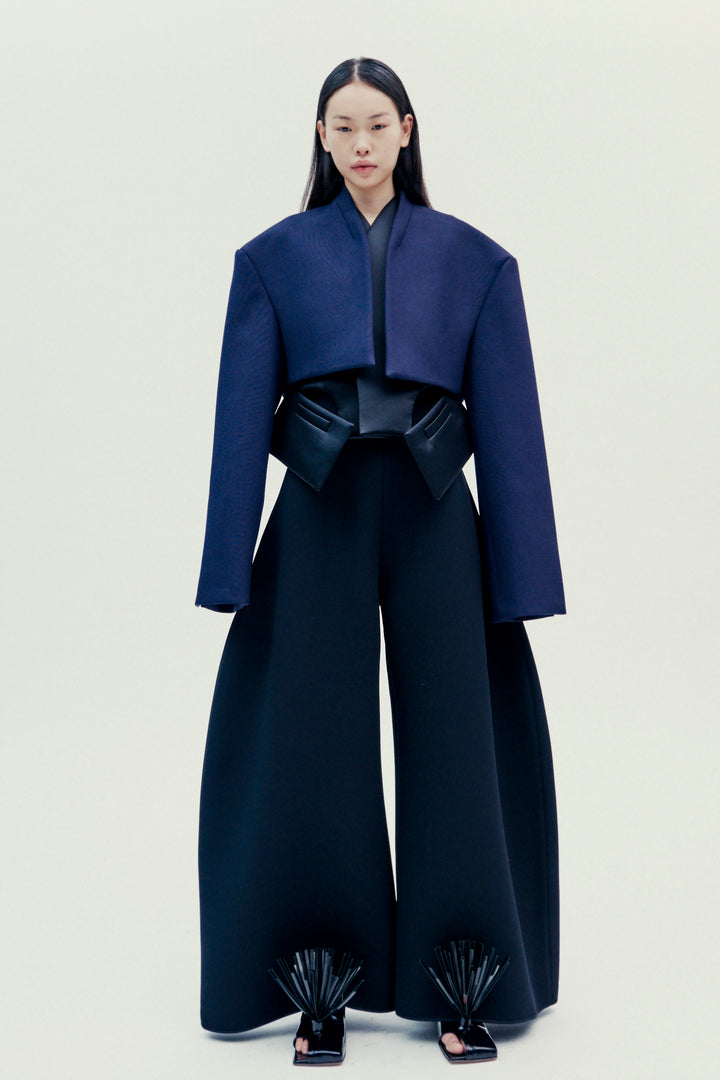 High Rise Rounded Trousers Black