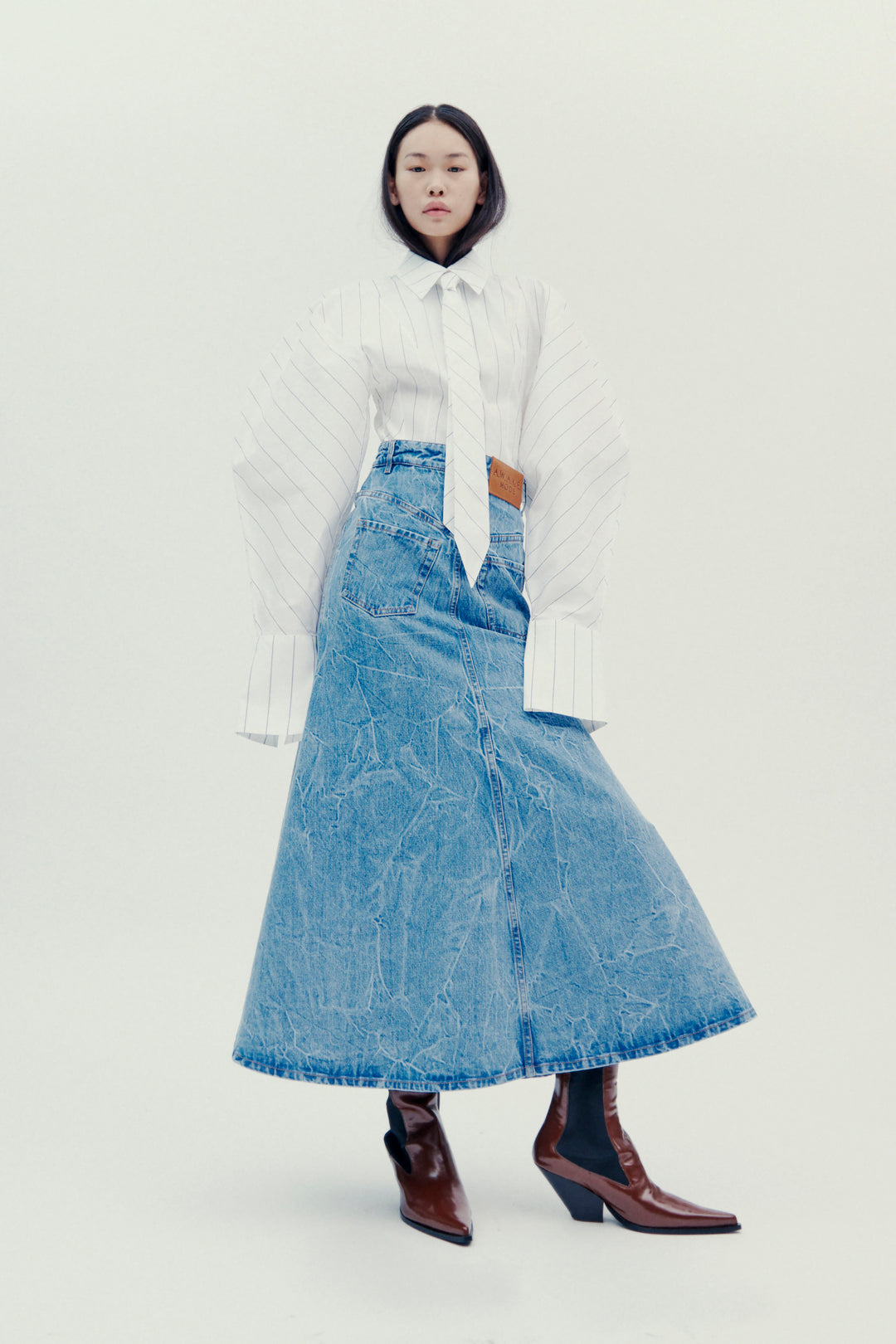 Denim Skirt Indigo Acid Wash