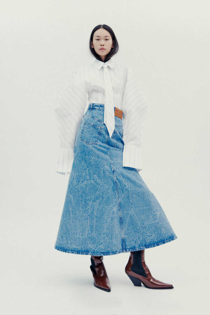 Denim Skirt Indigo Acid Wash