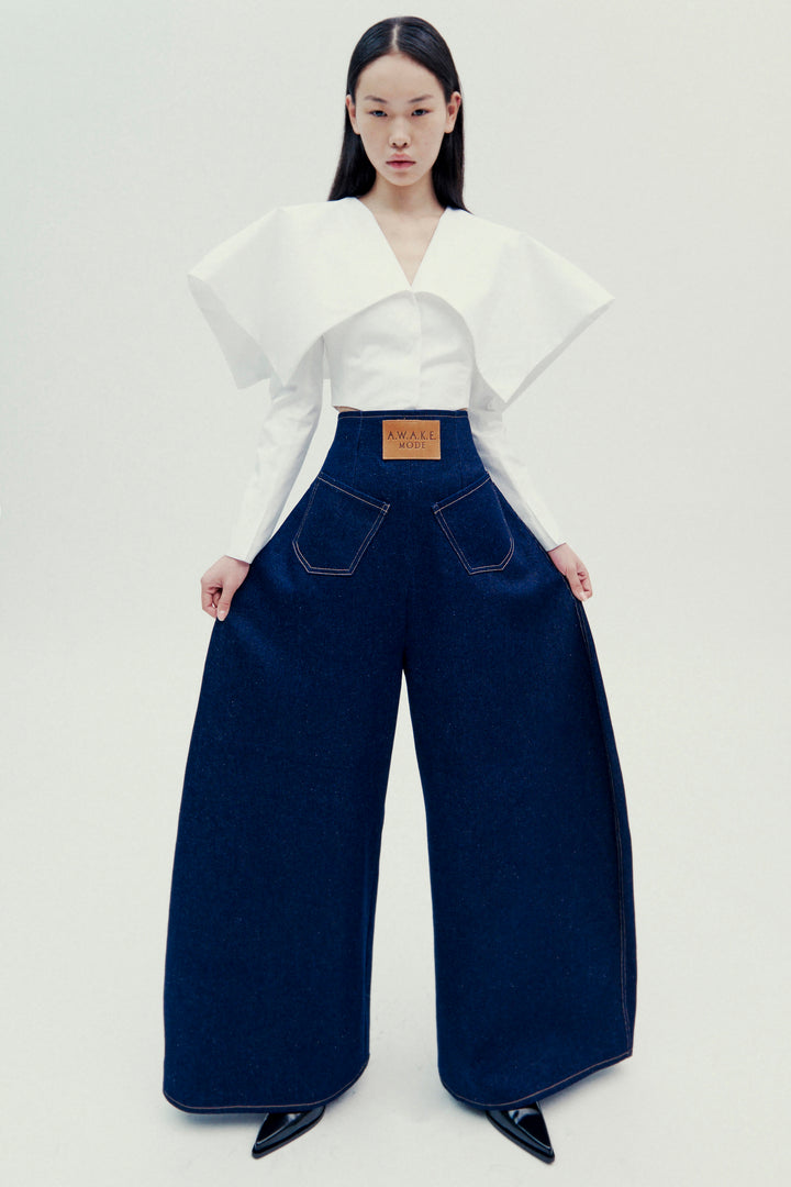 Cropped Jacket With Collar White