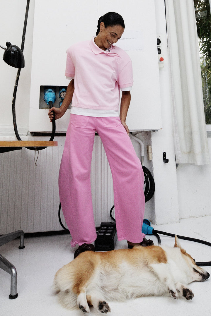 Mirror Jeans With Side Inserts Pink