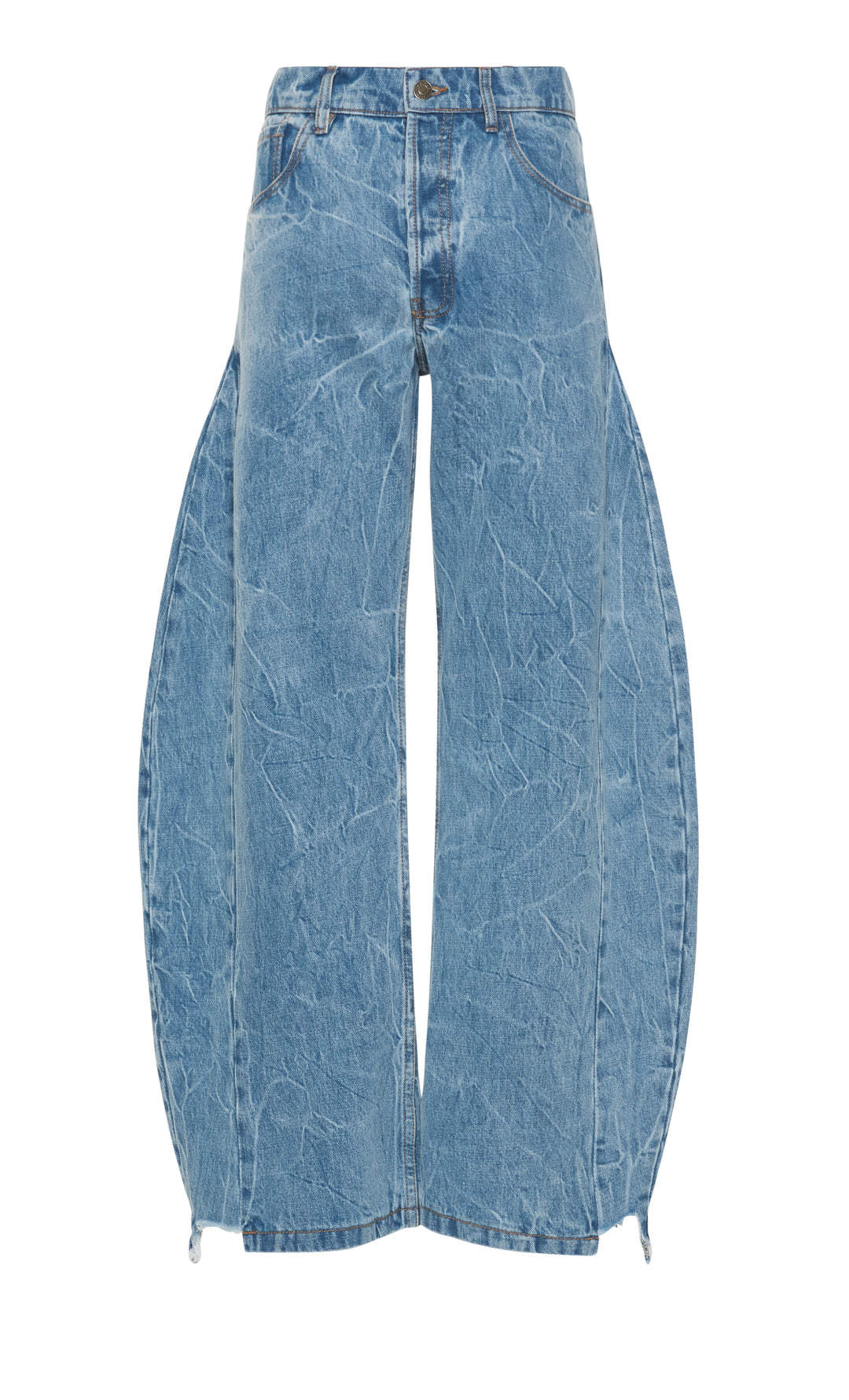 Denim Jeans With Inserts Indigo Acid Wash