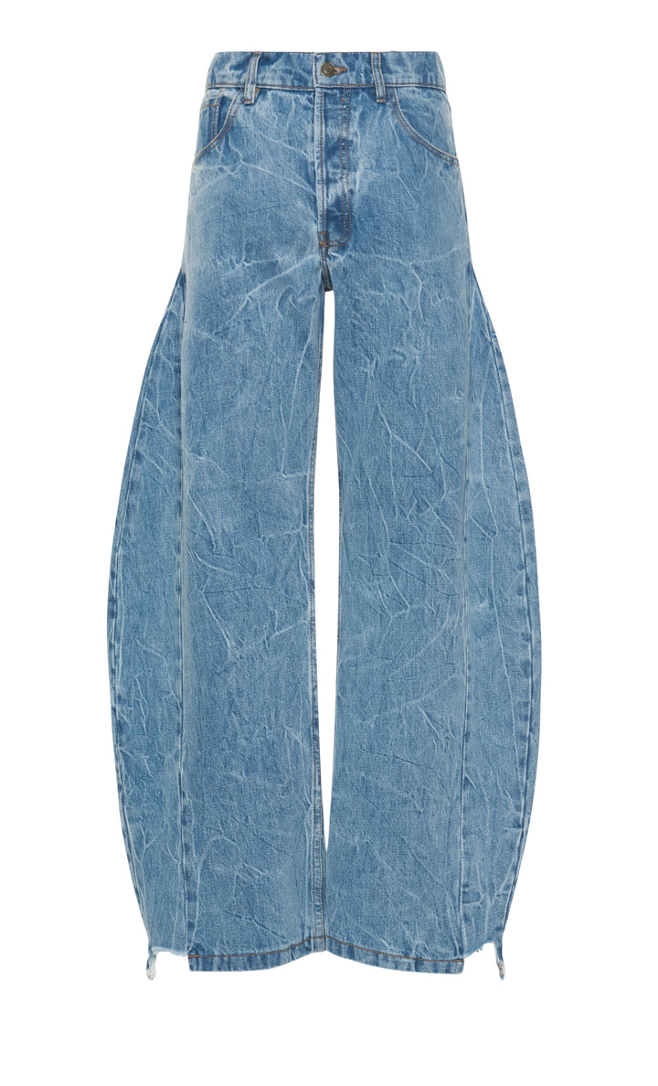 Denim Jeans With Inserts Indigo Acid Wash