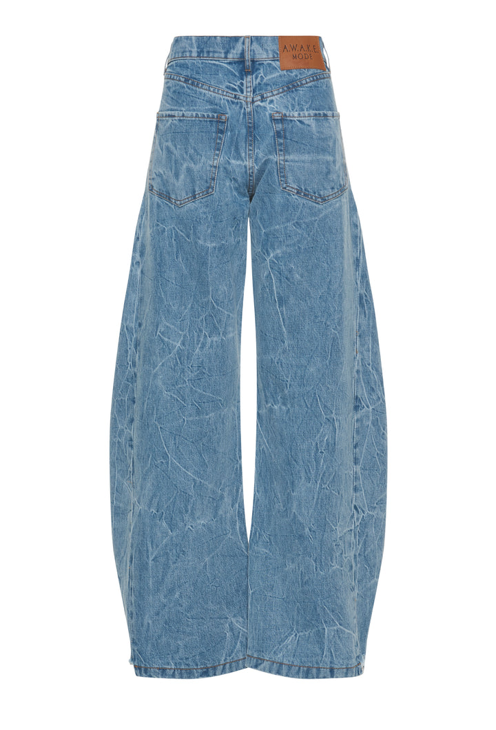 Denim Jeans With Inserts Indigo Acid Wash