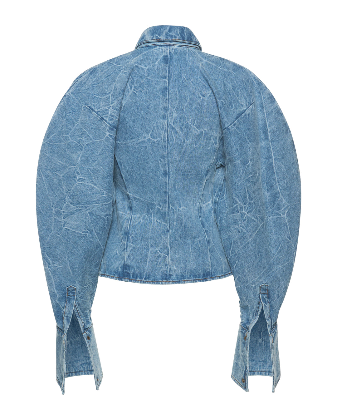 Puff Sleeve Shirt Indigo Acid Wash