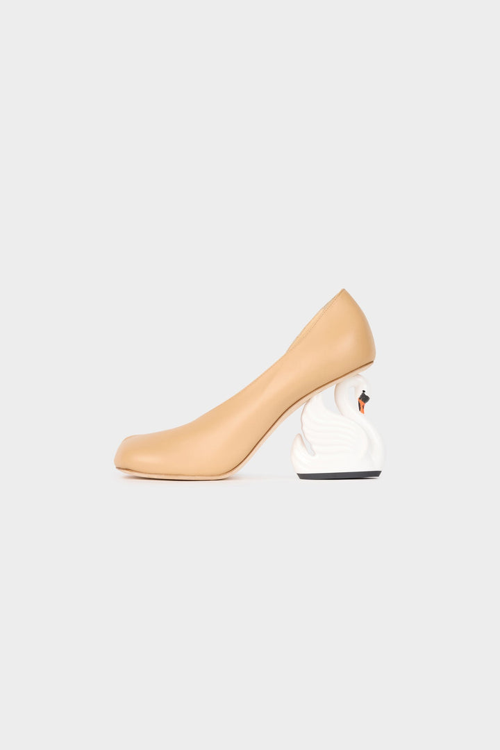 Christine Cousin Shoes With Swan Heel Nude