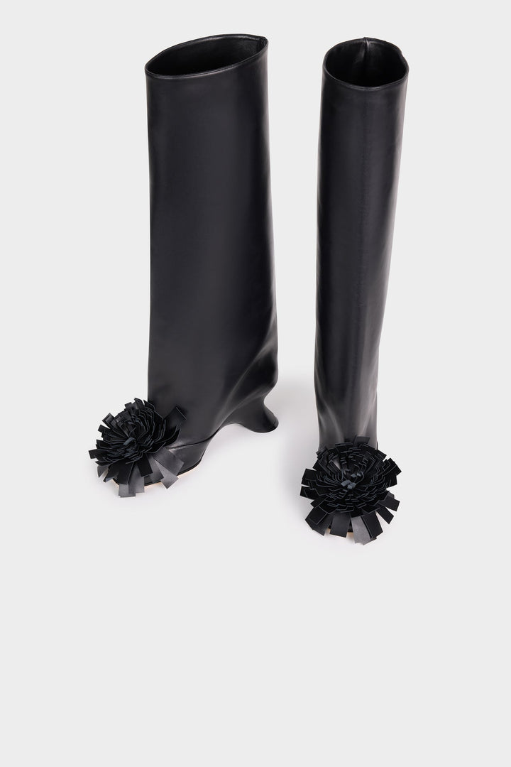Christy Boots With Pom-Poms Black