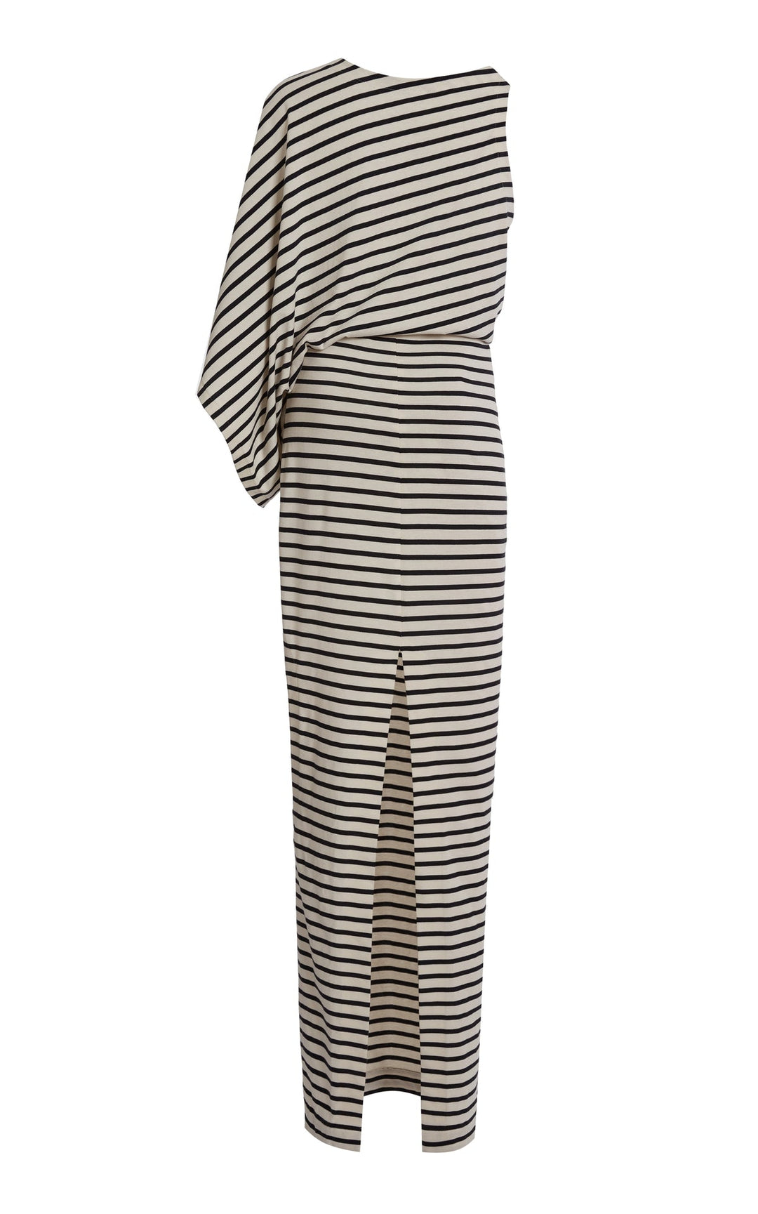 Asymmetric Maxi Dress With Cut Out Navy Ecru Stripe