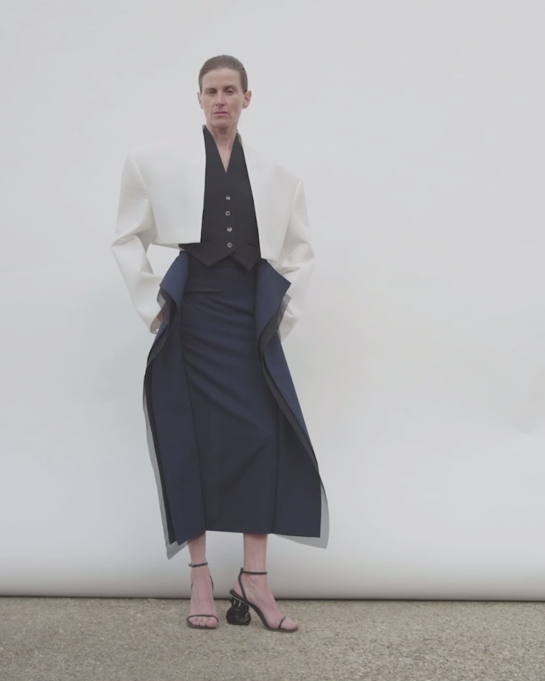 Cropped Tuxedo Jacket White