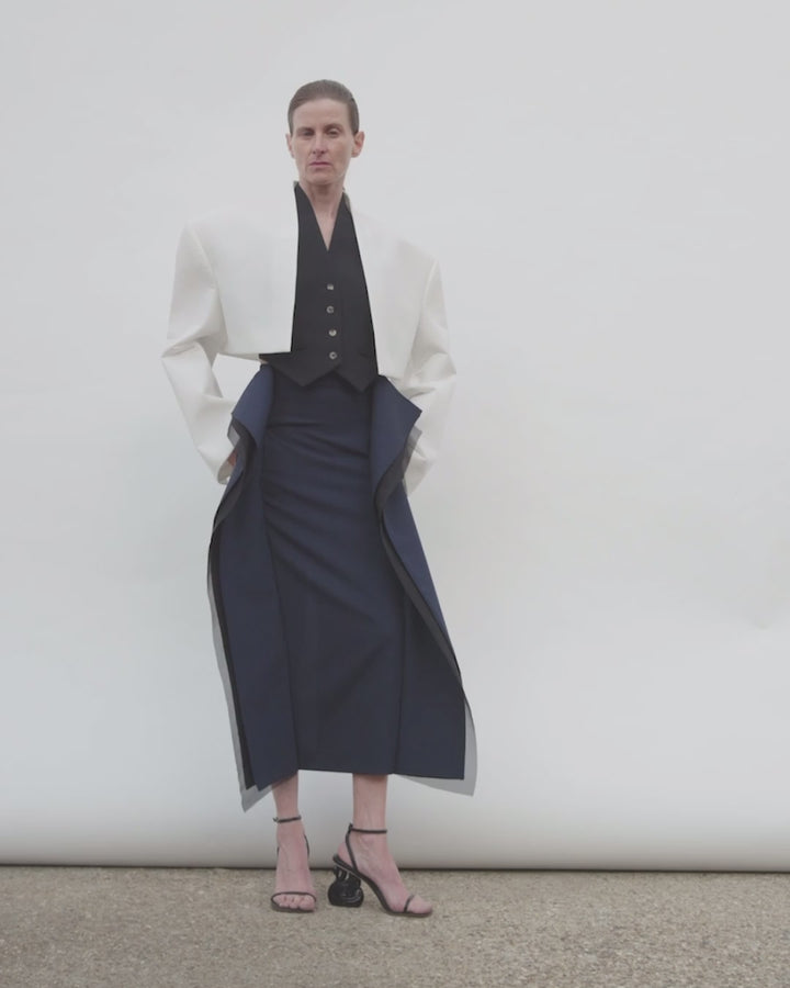 Cropped Tuxedo Jacket White