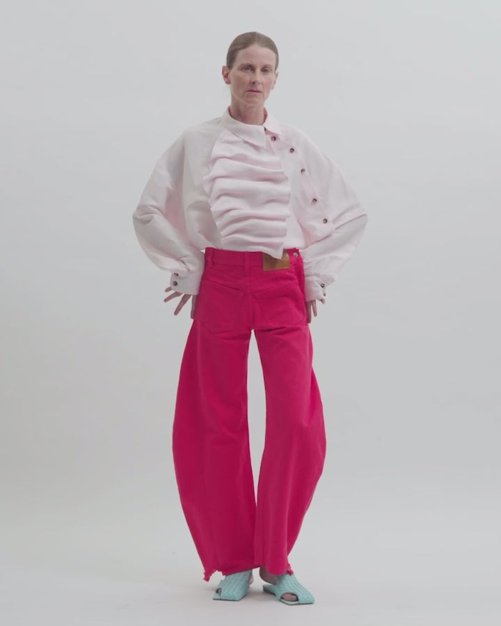 Voluminous Bib-Front Shirt Pale Pink