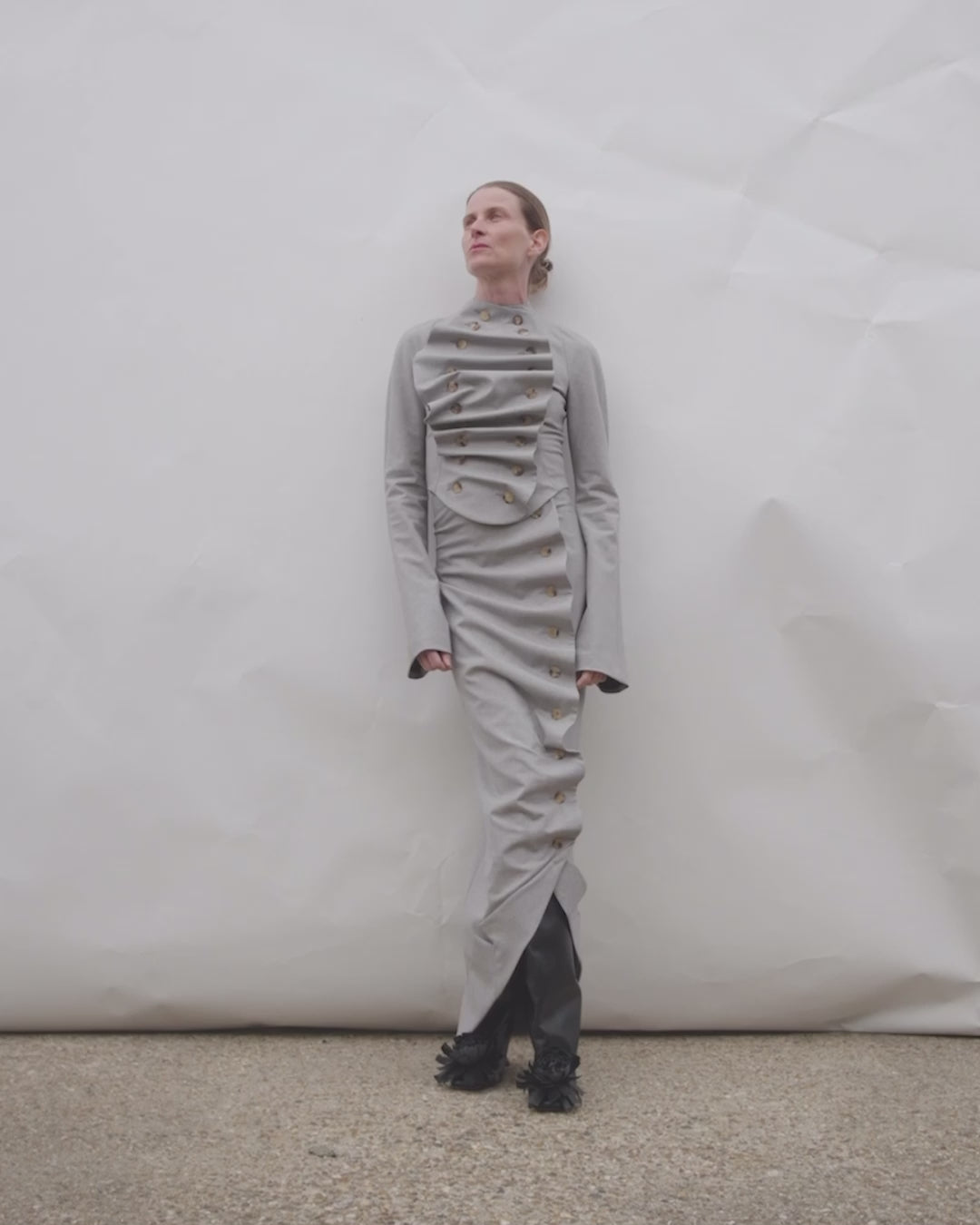 Bib-Front Structured Jacket Light Grey Melange