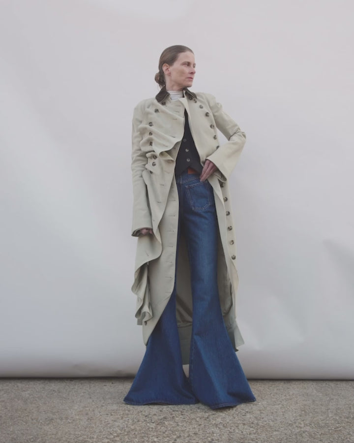 Bib-Front Structured Trench Coat Light Khaki