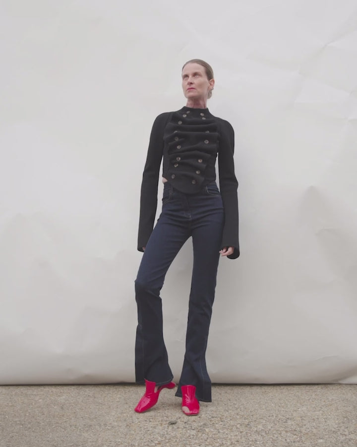 Bib-Front Structured Jacket Black