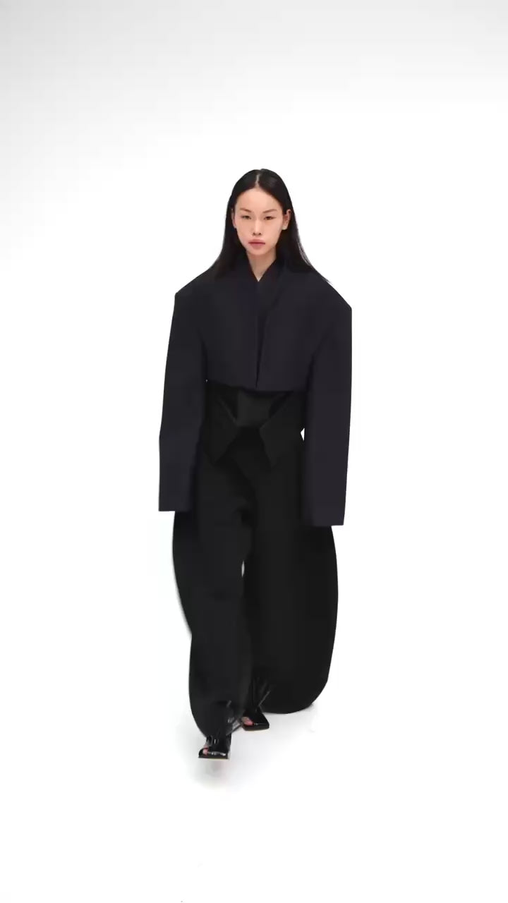 High Rise Rounded Trousers Black