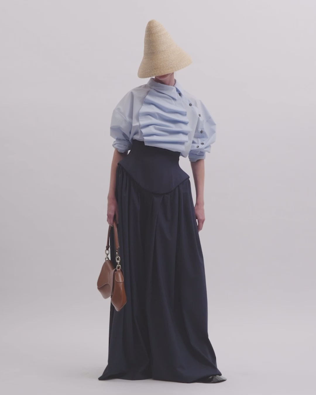 Basque Pleated Trousers Navy