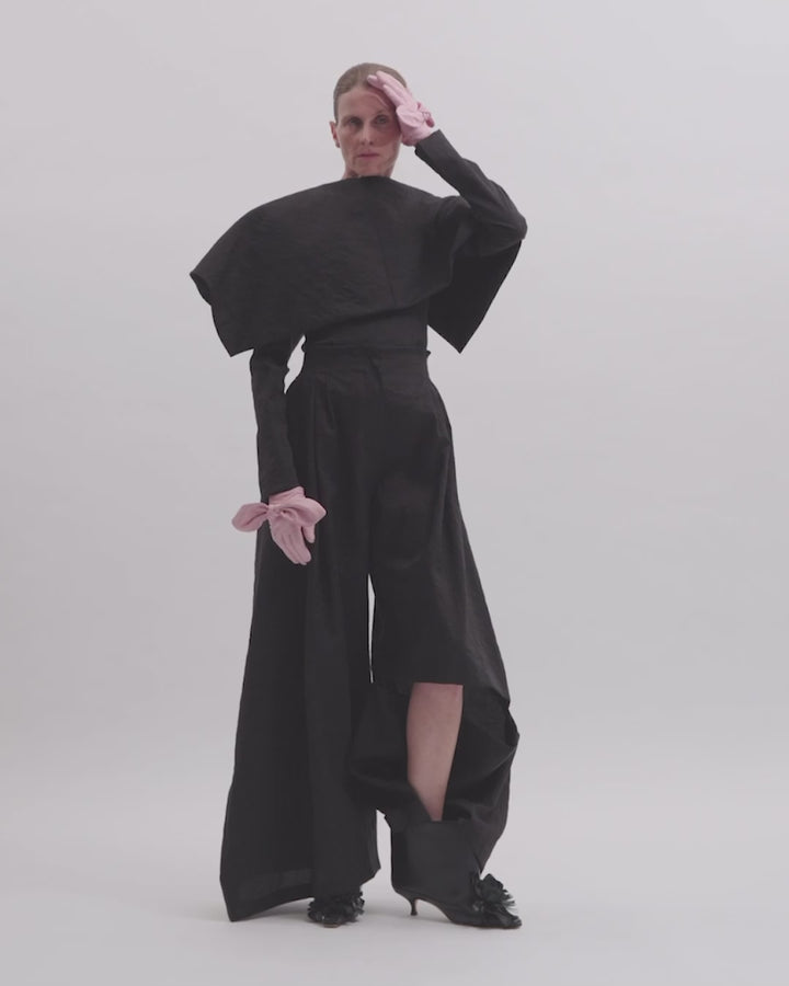 Slit Knee Trousers Black