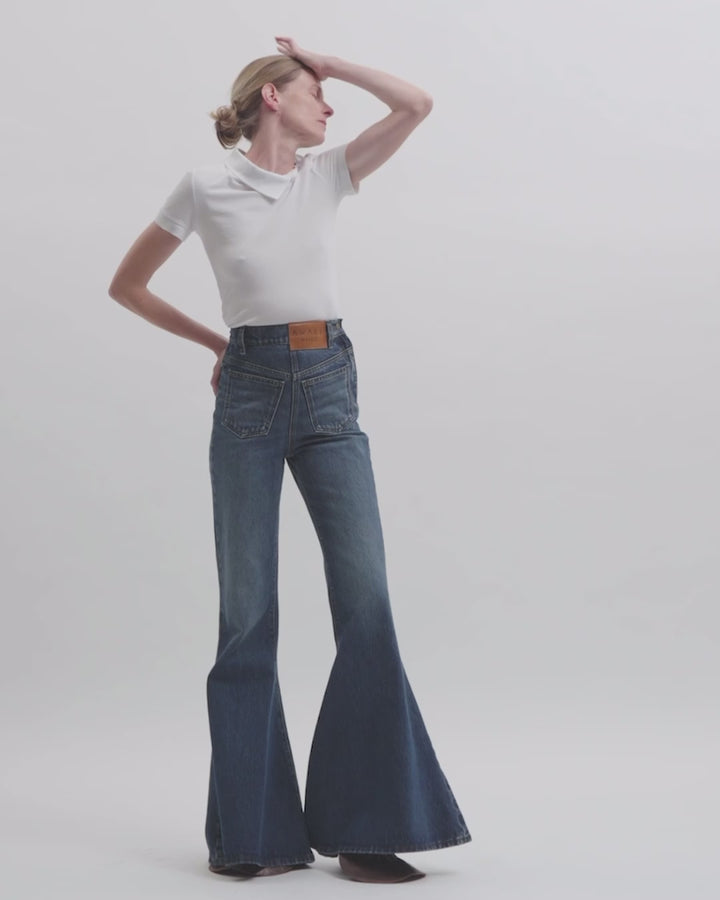Flared Mirror Jeans Classic Blue Wash