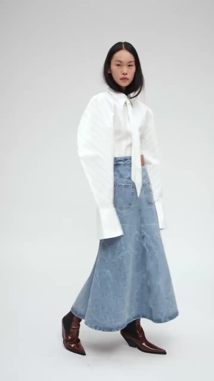 Denim Skirt Indigo Acid Wash