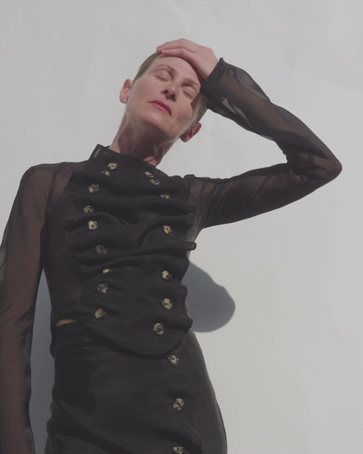 Bib-Front Structured Jacket Black