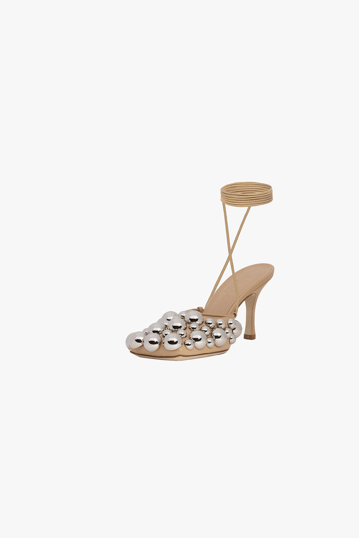 Ursula Evening Embellished Shoes Beige Silver Gold