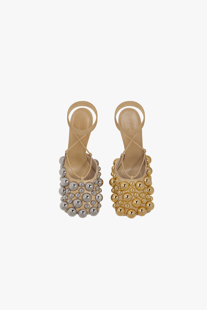 Ursula Evening Embellished Shoes Beige Silver Gold